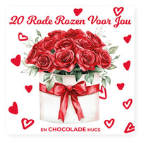 Laad afbeelding in Gallerij viewer, Chocolade Reep Kaart 20 Rode Rozen Voor Jou