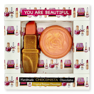 Chocolade Lippenstift en Poederdoos