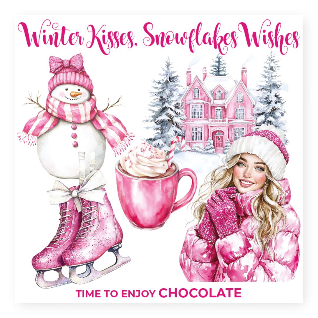 Chocolade Reep Kaart Winter Kisses Snowflakes Wishes