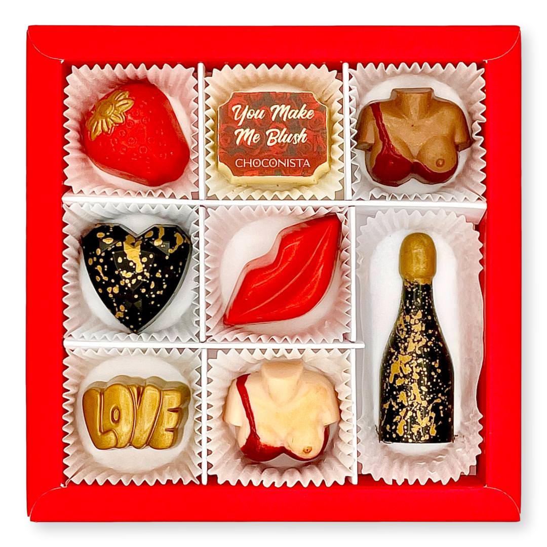 Foto brievenbus chocolade cadeau box ‘You're Making Me Blush!’ kopen