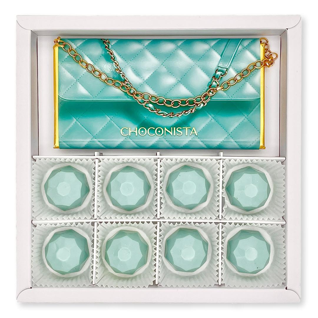 Foto brievenbus chocolade cadeau ‘Mini Bag Box Tiffany’ kopen